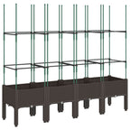 Fioriera da Giardino con Traliccio Marrone 160x40x142,5cm in PP
