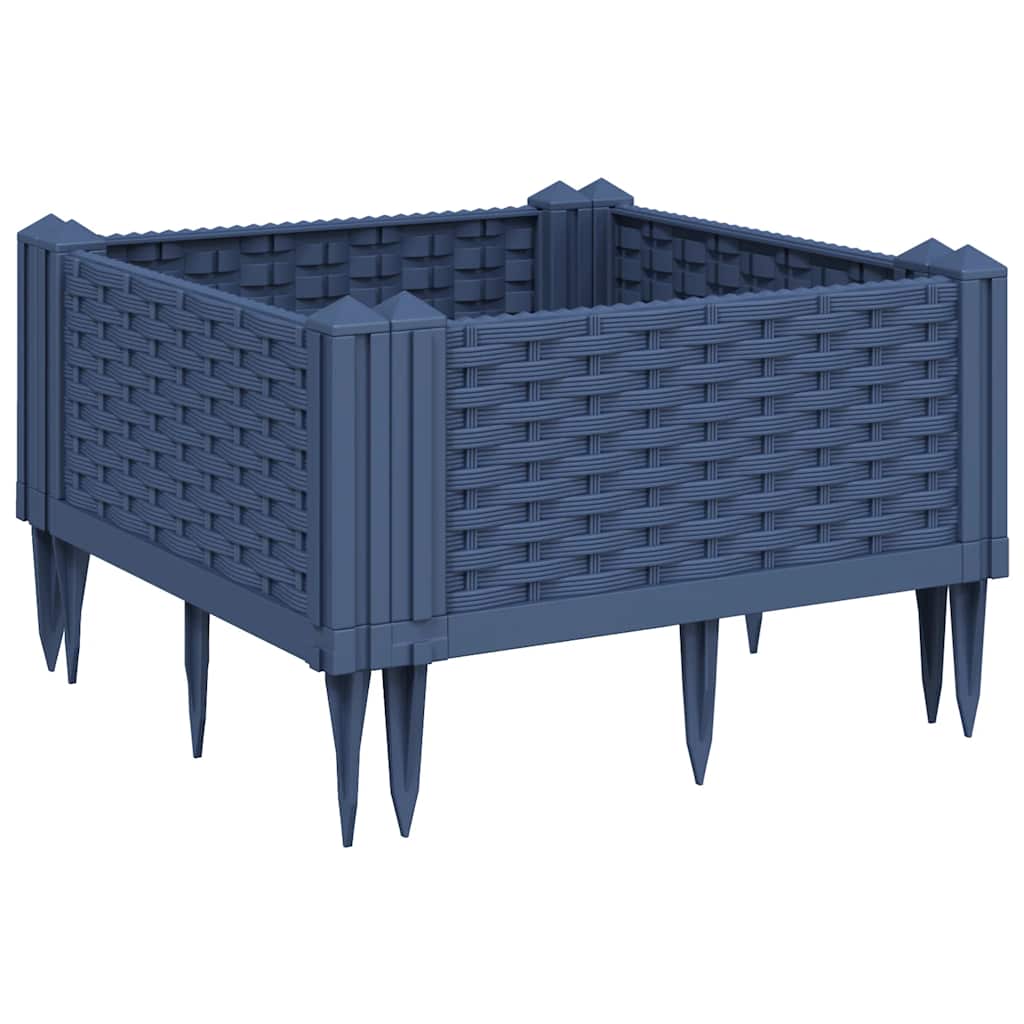 Fioriera Giardino con Picchetti Grigio Blu 42,5x42,5x28,5 cm PP