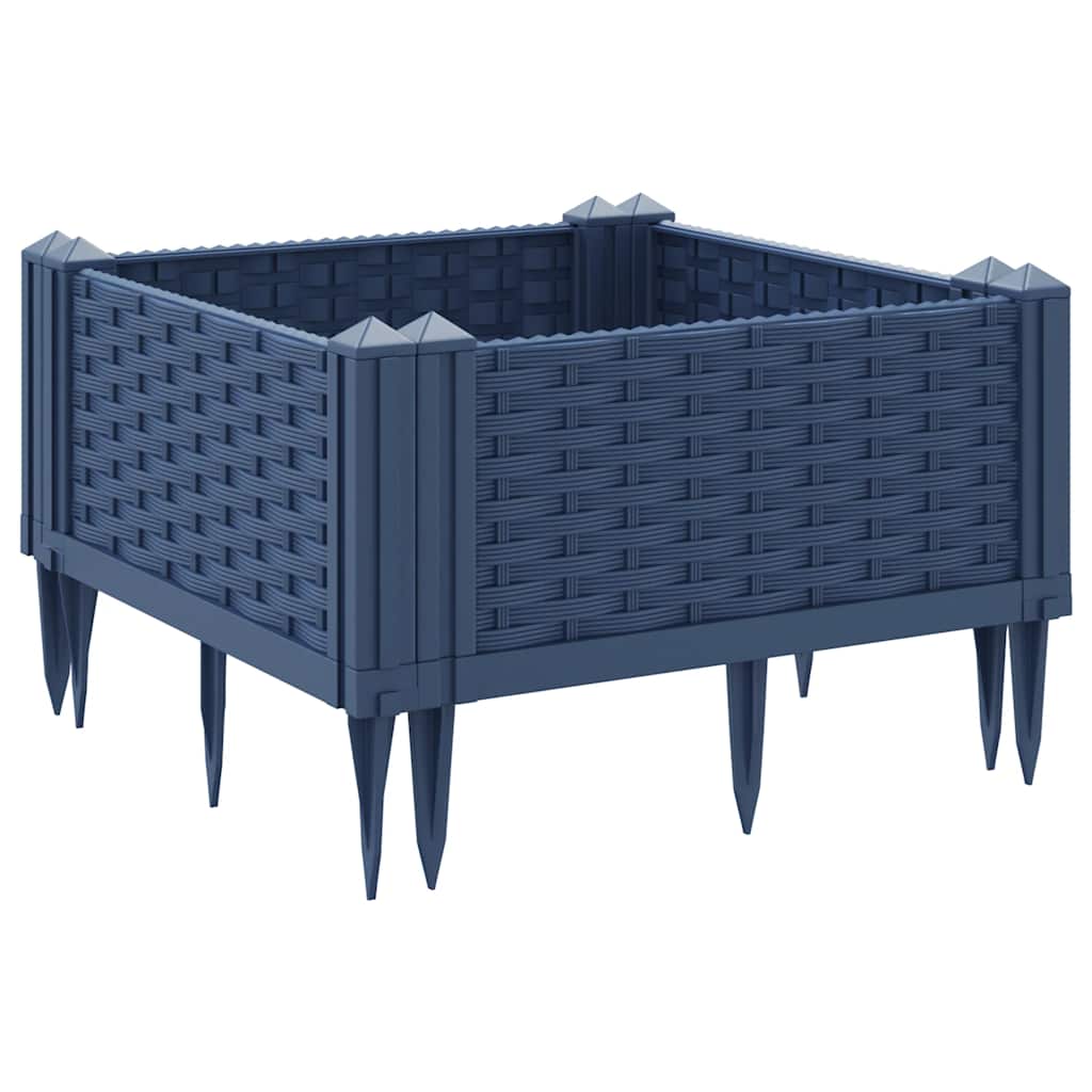 Fioriera Giardino con Picchetti Grigio Blu 42,5x42,5x28,5 cm PP