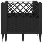 Fioriera da Giardino con Picchetti Nera 43,5x43,5x43,5 cm PP