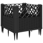 Fioriera da Giardino con Picchetti Nera 43,5x43,5x43,5 cm PP