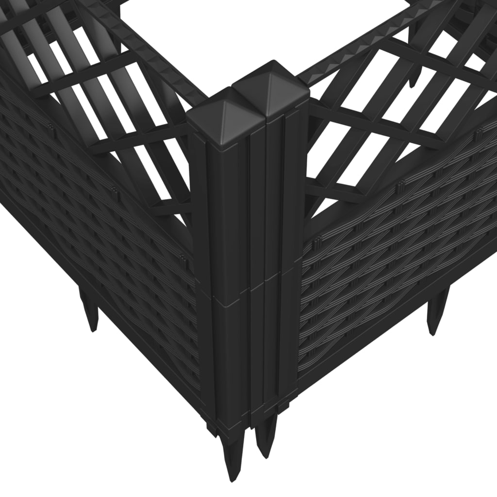 Fioriera da Giardino con Picchetti Nera 43,5x43,5x43,5 cm PP