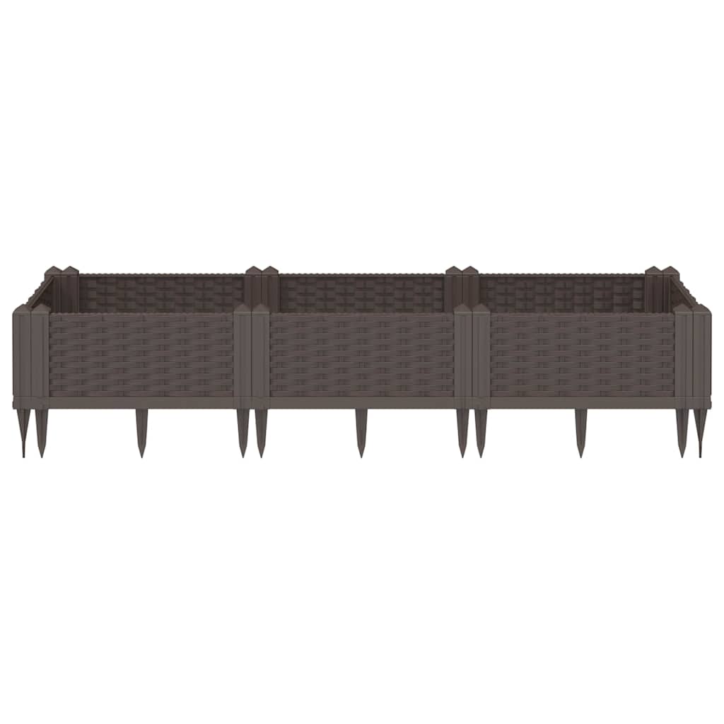 Fioriera da Giardino con Picchetti Marrone 125x40x28,5 cm PP