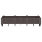 Fioriera da Giardino con Picchetti Marrone 125x40x28,5 cm PP