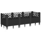 Fioriera da Giardino con Picchetti Nera 123,5x43,5x43,5 cm PP