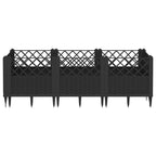 Fioriera da Giardino con Picchetti Nera 123,5x43,5x43,5 cm PP