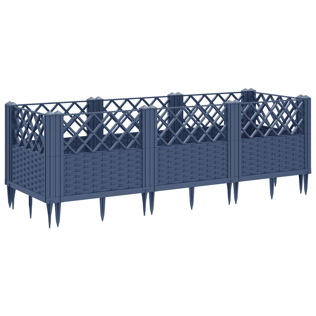 Fioriera Giardino Picchetti Grigio Blu 123,5x43,5x43,5 cm PP