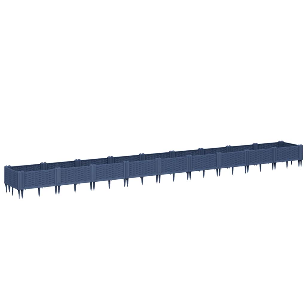 Fioriera Giardino Picchetti Grigio Blu 362,5x42,5x28,5 cm PP
