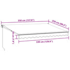 Tenda Retrattile Antracite e Bianca 3,5x2,5m Tessuto/Alluminio