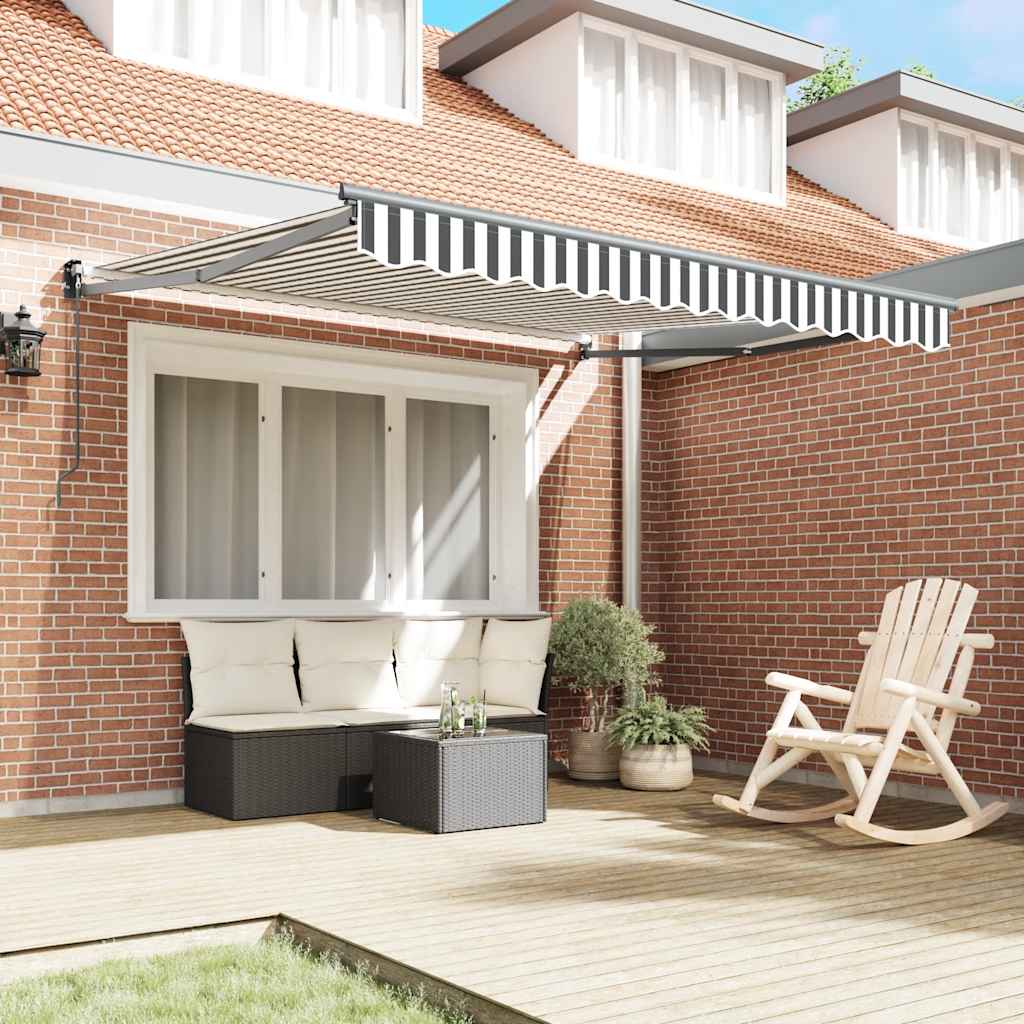 Tenda da Sole Antracite e Bianca 3x2,5 m Tessuto e Alluminio
