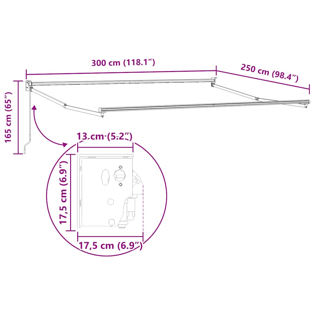 Tenda da Sole Antracite e Bianca 3x2,5 m Tessuto e Alluminio