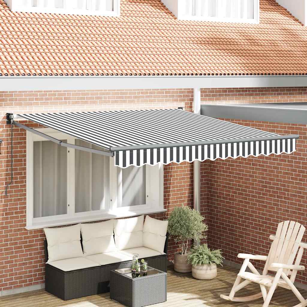 Tenda da Sole Antracite e Bianca 3x2,5 m Tessuto e Alluminio