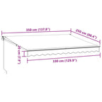 Tenda Retrattile Antracite e Bianca 3,5x2,5m Tessuto/Alluminio