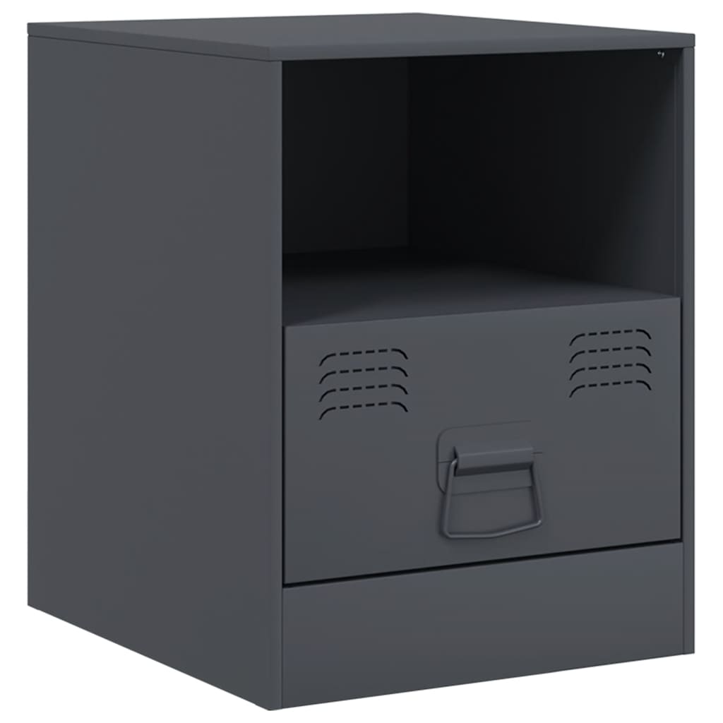 Comodino Antracite 34,5x39x44 cm in Acciaio