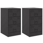 Comodini 2 pz Neri 34,5x39x62 cm in Acciaio