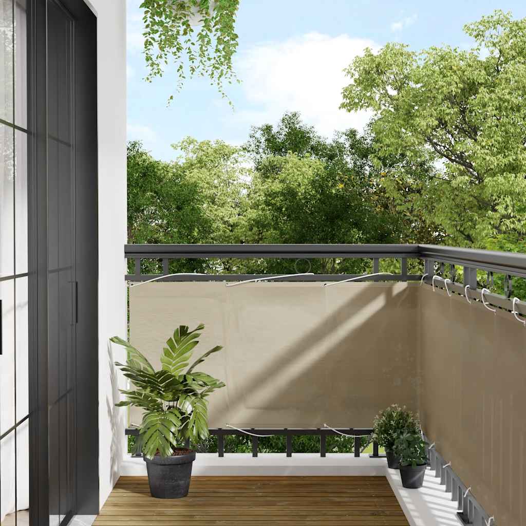 Paravento da Balcone Beige 75x1000 cm 100% Poliestere Oxford