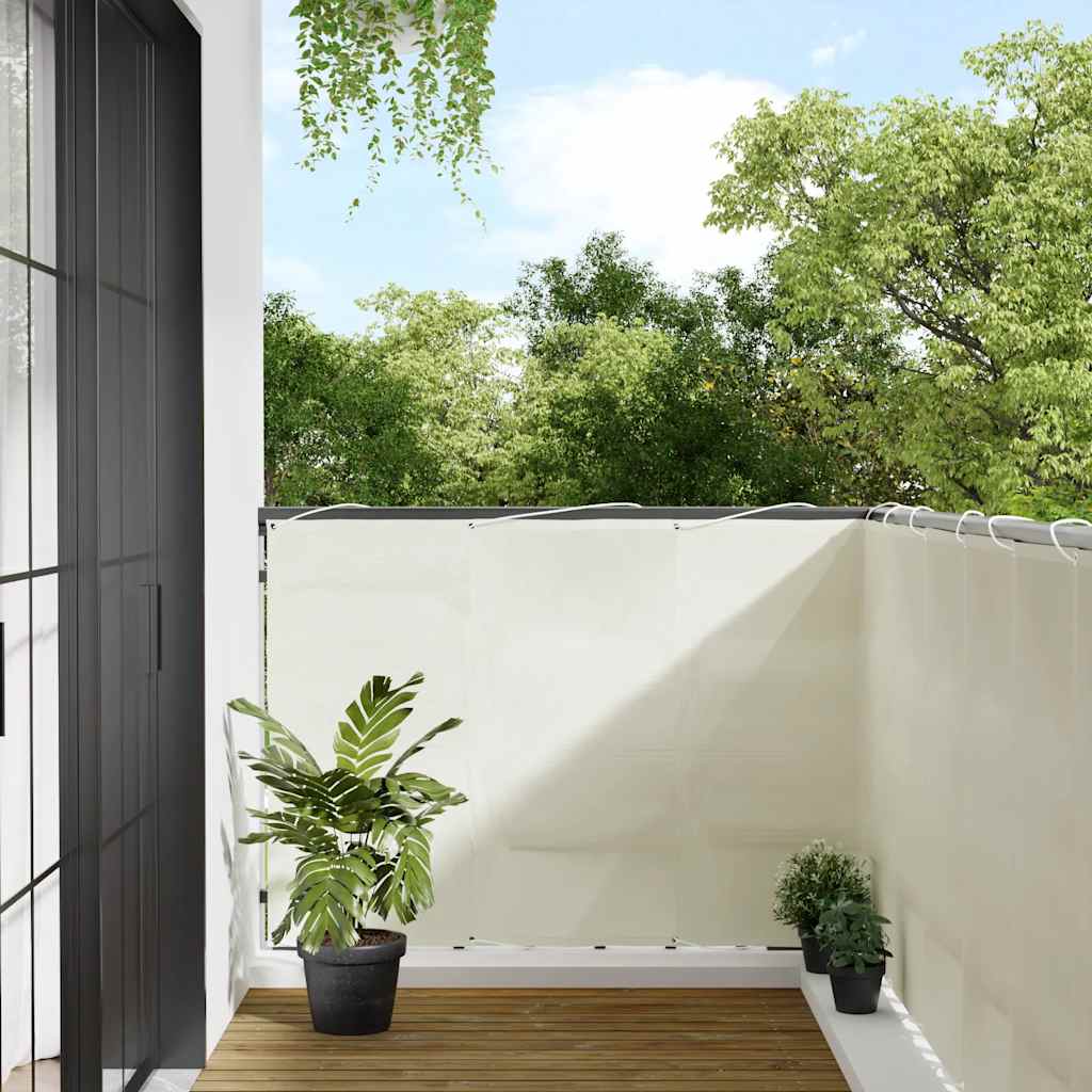 Paravento da Balcone Crema 120x800 cm 100% Poliestere Oxford
