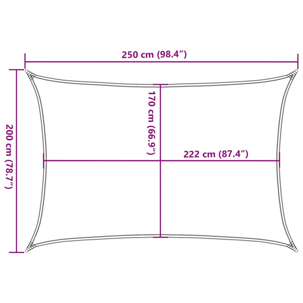 Vela Parasole Grigio Chiaro 2,5x2 m 100% Poliestere Oxford