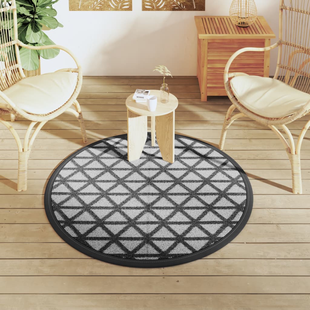 Tappeto da Esterni ARAKIL Nero Ø120 cm in PP