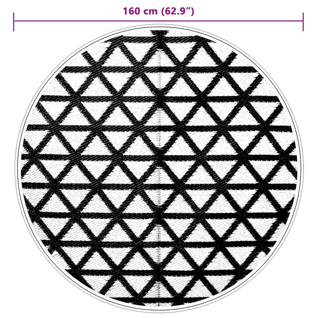 Tappeto da Esterni ARAKIL Nero Ø160 cm in PP