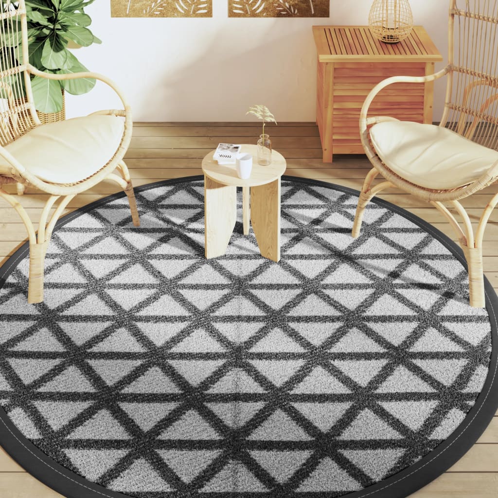 Tappeto da Esterni ARAKIL Nero Ø200 cm in PP