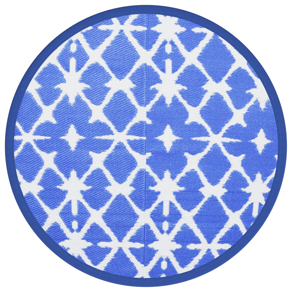 Tappeto da Esterno ARAKIL Blu e Bianco Ø160 cm in PP