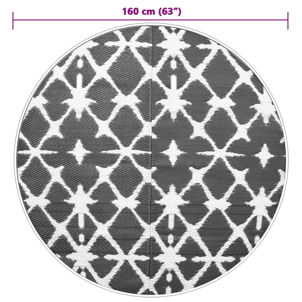 Tappeto da Esterno ARAKIL Blu e Bianco Ø160 cm in PP