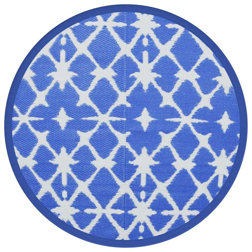 Tappeto da Esterno ARAKIL Blu e Bianco Ø200 cm in PP