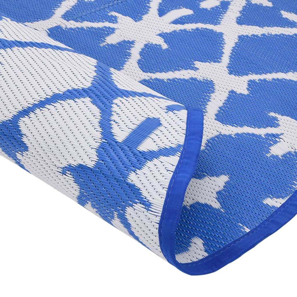 Tappeto da Esterno ARAKIL Blu e Bianco Ø200 cm in PP