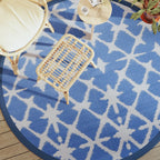 Tappeto da Esterno ARAKIL Blu e Bianco Ø200 cm in PP