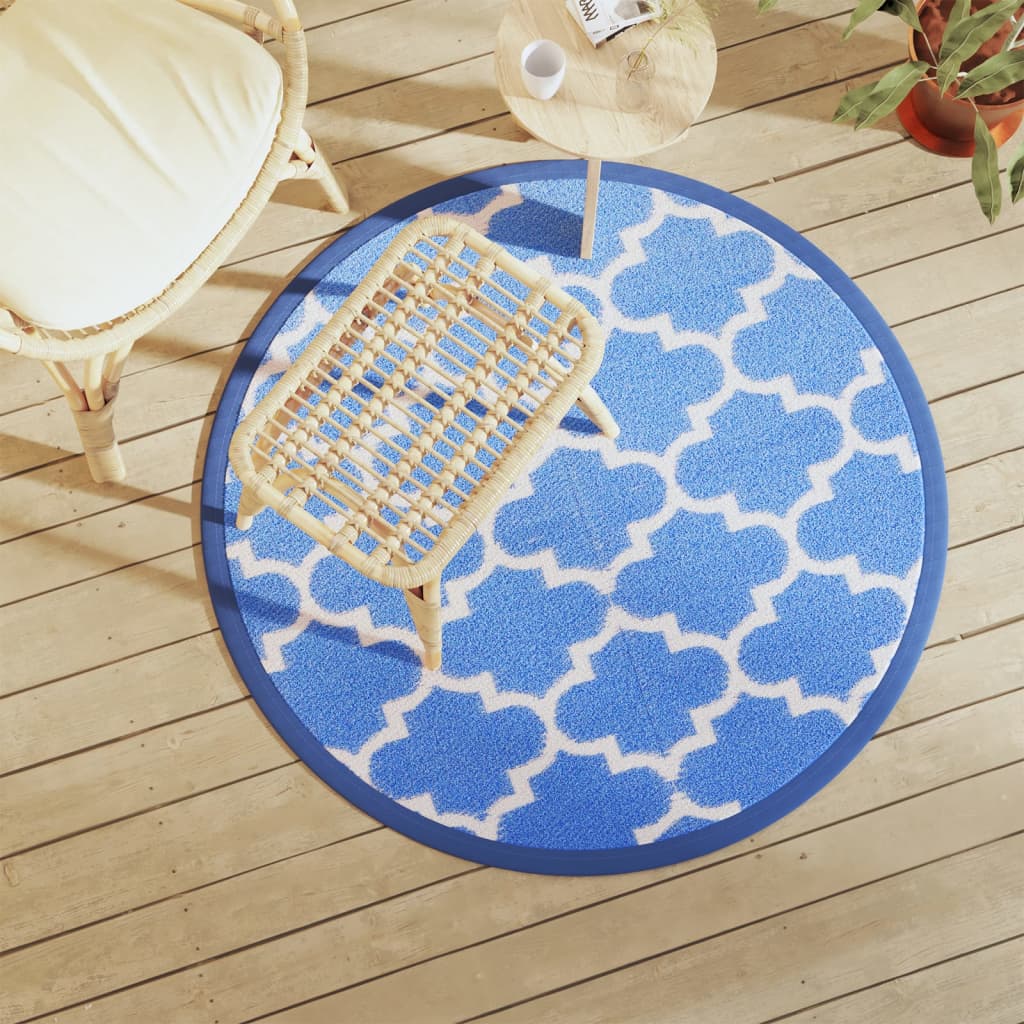Tappeto da Esterni ARAKIL Blu Ø120 cm in PP