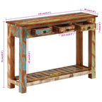 Tavolo Consolle 110x30x76 cm in Legno Massello Riciclato