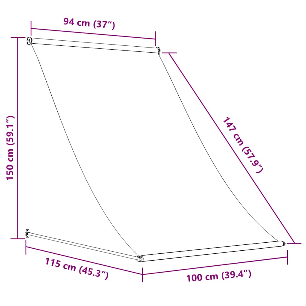 Tenda da Sole Retrattile Antracite 100x150 cm Tessuto e Acciaio