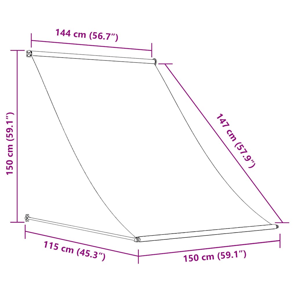 Tenda da Sole Retrattile Antracite 150x150 cm Tessuto e Acciaio
