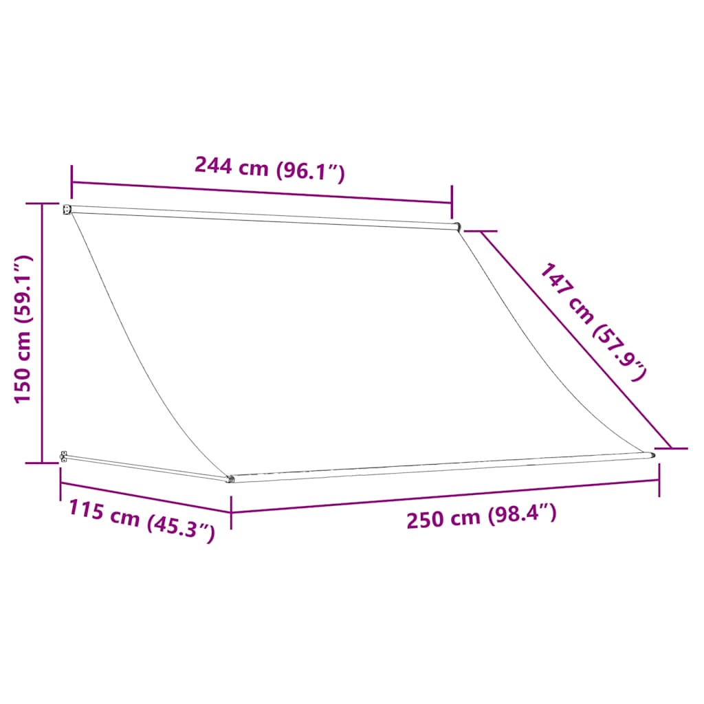 Tenda da Sole Retrattile Antracite 250x150 cm Tessuto e Acciaio
