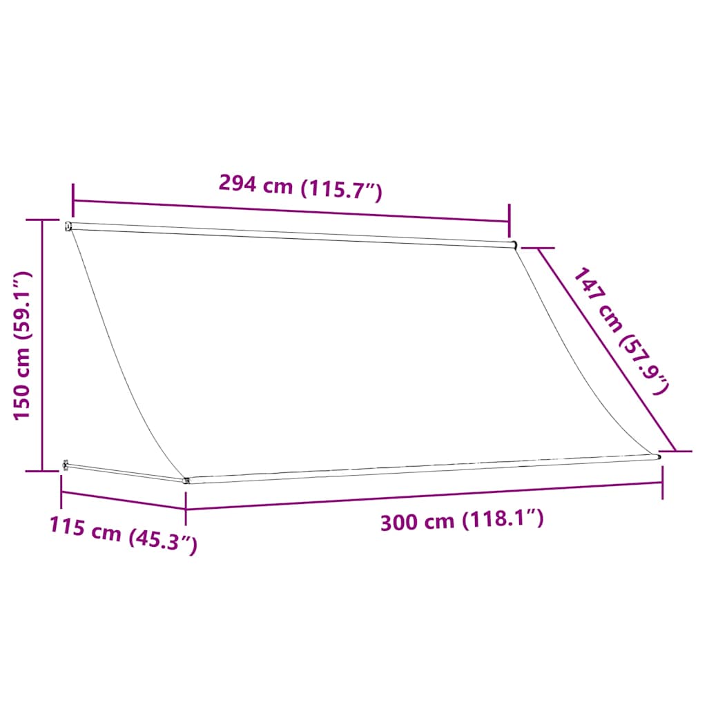 Tenda da Sole Retrattile Antracite 300x150 cm Tessuto e Acciaio