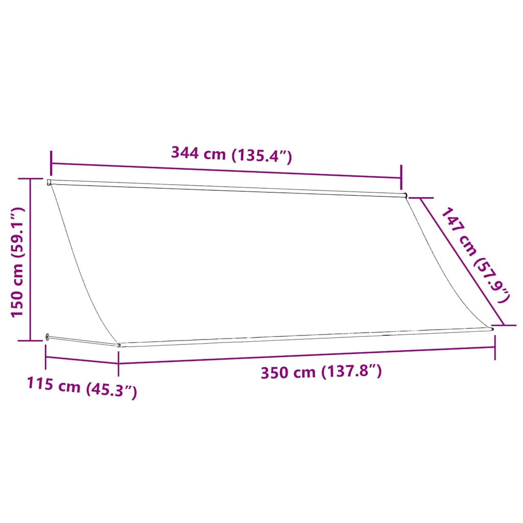 Tenda da Sole Retrattile Antracite 350x150 cm Tessuto e Acciaio