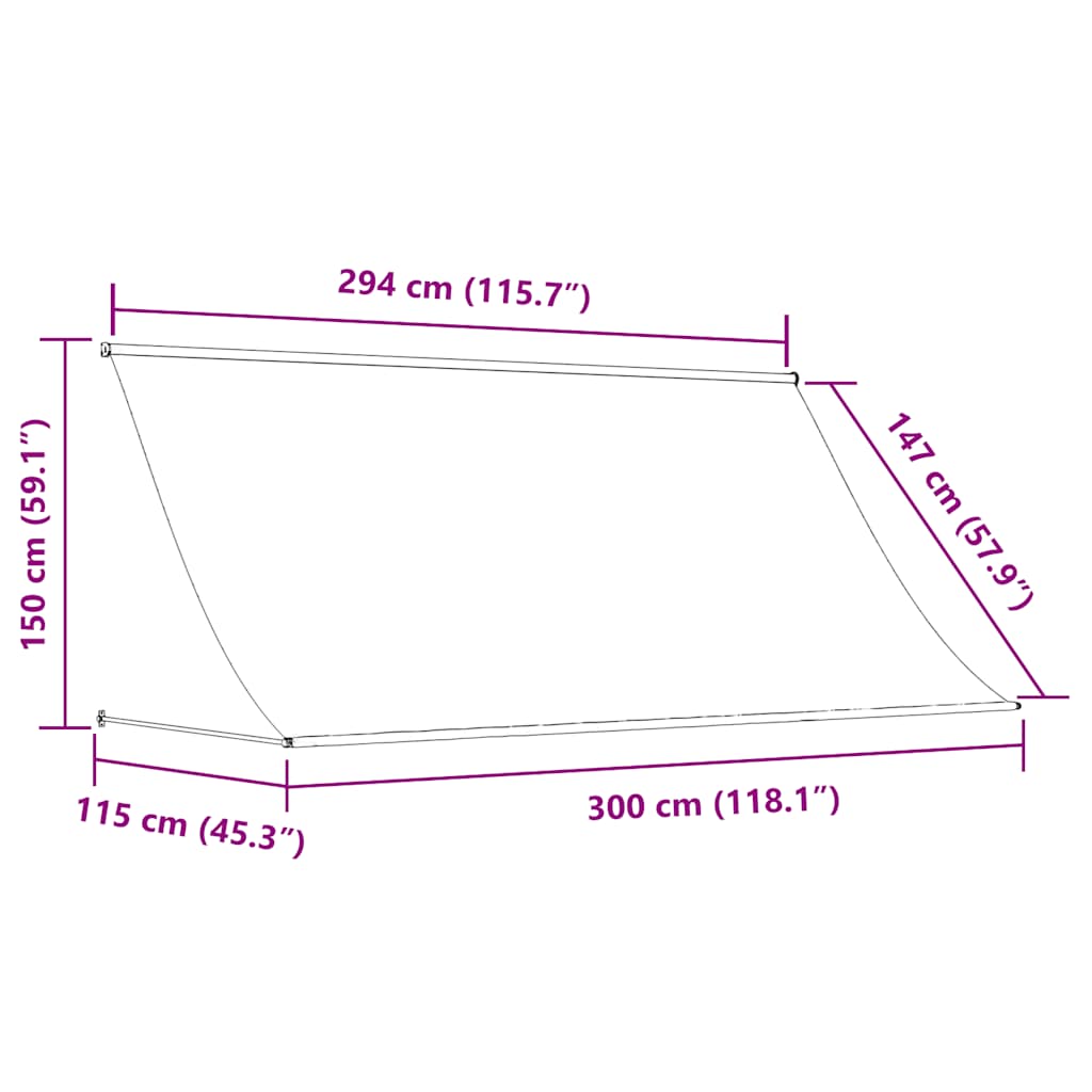 Tenda da Sole Retrattile Crema 300x150 cm in Tessuto e Acciaio