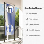 Tenda a Rullo Esterno Blu e Bianca 120x270cm Tessuto e Acciaio