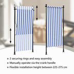 Tenda a Rullo Esterno Blu e Bianca 120x270cm Tessuto e Acciaio