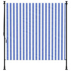 Tenda a Rullo Esterno Blu e Bianca 150x270cm Tessuto e Acciaio