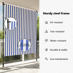 Tenda a Rullo Esterno Blu e Bianca 150x270cm Tessuto e Acciaio