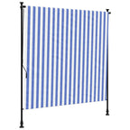Tenda a Rullo Esterno Blu e Bianca 200x270cm Tessuto e Acciaio