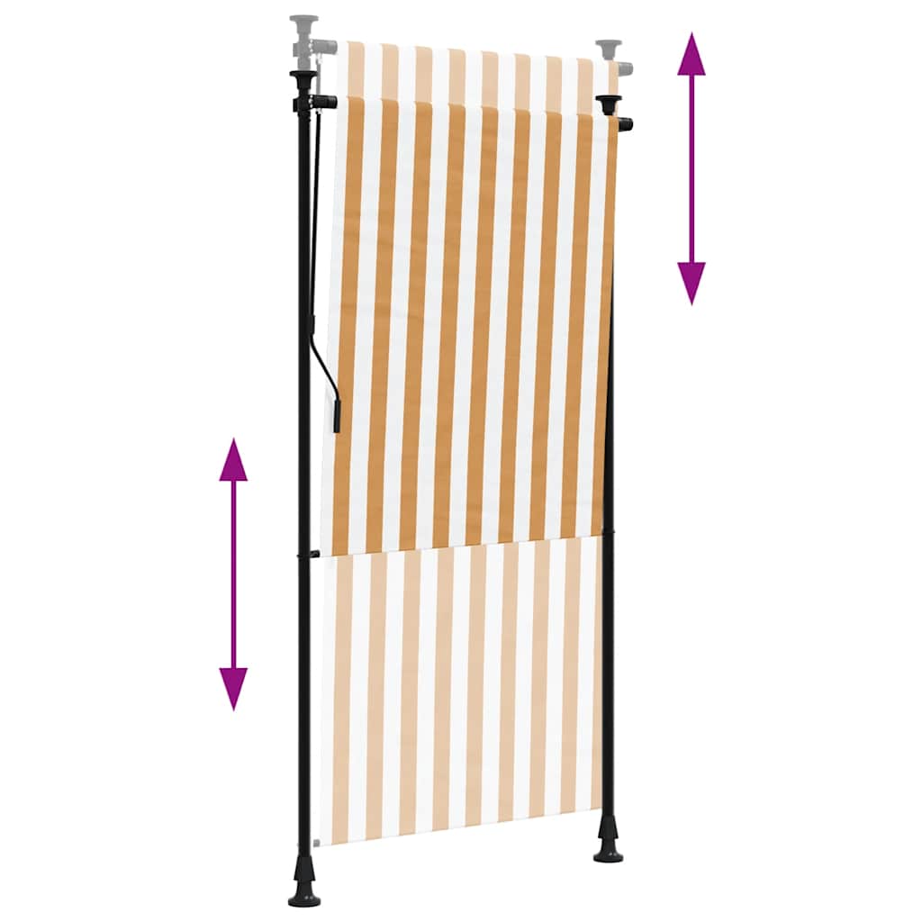 Tenda a Rullo Esterno Arancio Bianca 100x270cm Tessuto Acciaio