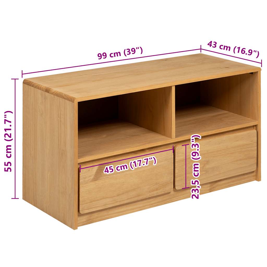 Mobile TV SAUDA Rovere 99x43x55 cm in Legno Massello di Pino