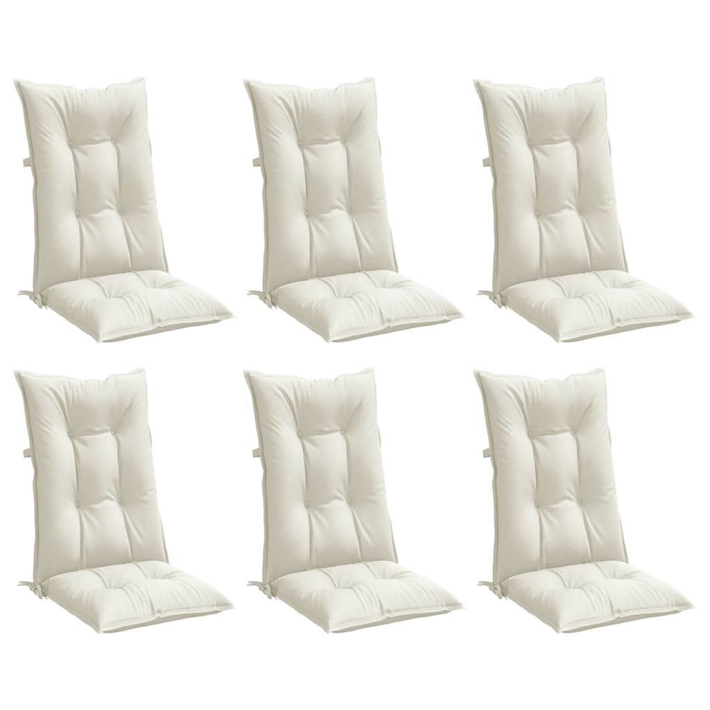 Cuscini Sedia Schiena Alta 6 Crema Mélange 120x50x7 Tessuto