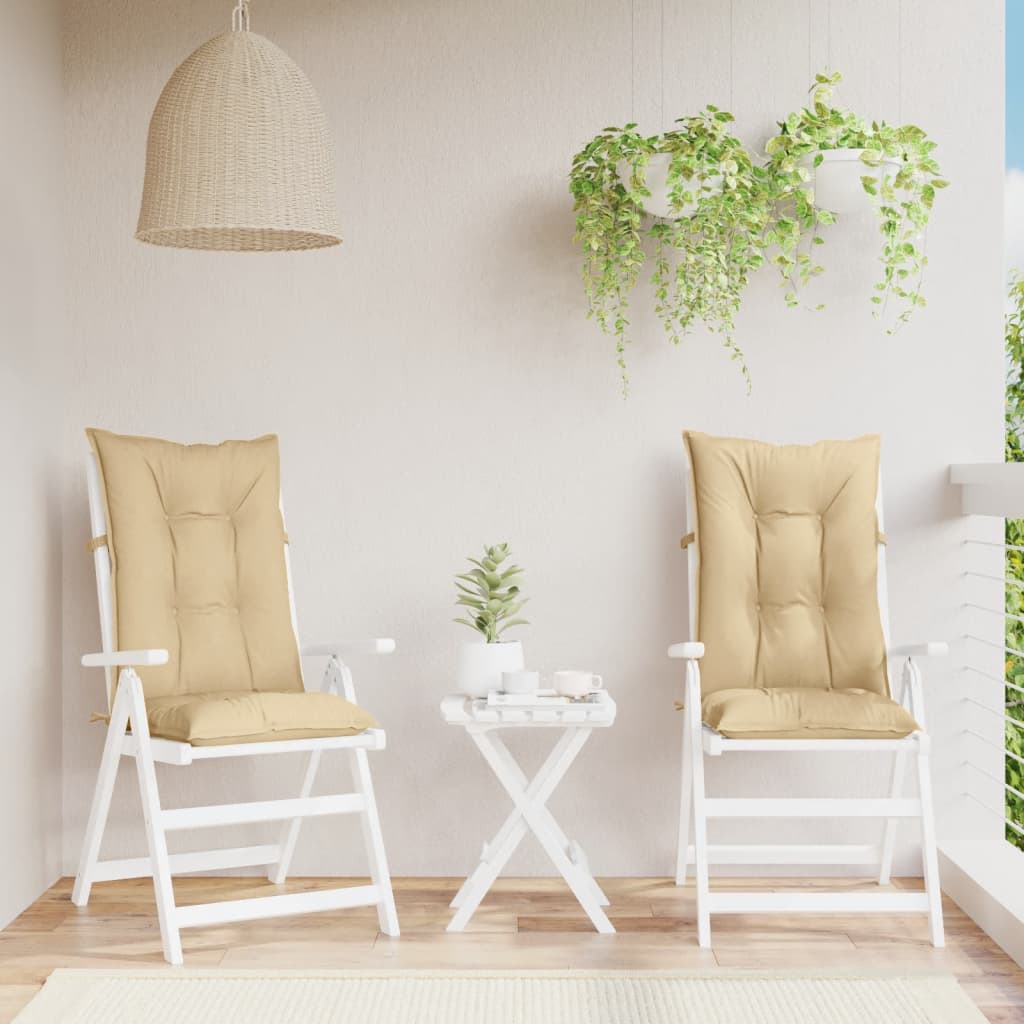 Cuscini Sedia Schiena Alta 2 Beige Mélange 120x50x7 Tessuto