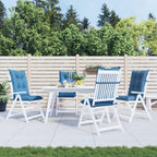 Cuscini Sedia Schiena Alta 4 Blu Mélange 120x50x7 Tessuto