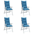 Cuscini Sedia Schiena Alta 4 Blu Mélange 120x50x7 Tessuto
