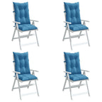 Cuscini Sedia Schiena Alta 4 Blu Mélange 120x50x7 Tessuto